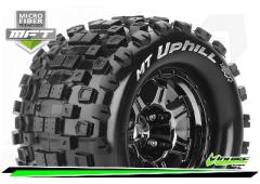 MT-UPHILL - 1-8 Monster Truck Bandenset - Gemonteerd - Sport - 3.8 Bead Style Velgen Zwart-Chrome -