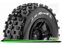 SC-ROCK - 1-10 Short Course Bandenset - Gemonteerd - Soft - Velgen Zwart - Zeskant 12mm - SLASH 2WD 