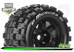 ST-MCROSS - 1-8 Stadium Truck Bandenset - Gemonteerd - Sport - 3.8 Bead Style Velgen Zwart - 0-Offse