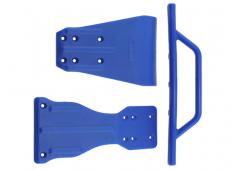 RPM70905 Assoc. SC10 2wd Front Bumper, Chassis Brace, Skid Plate Blue