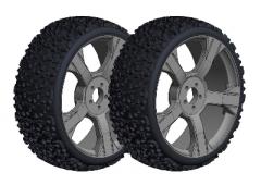 C-00180-376 Off-Road 1/8 Buggy Tires - Ninja - Low Profile - Glued on Black Rims - 1 pair