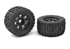 C-00180-632 Monster Truck Tires - XL4S - Grabber - Glued on Black Rims - 1 pair