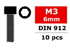 C-30000 Team Corally - Staal schroeven M3 x 6mm - Cilinderkop binnenzeskant - 10 st