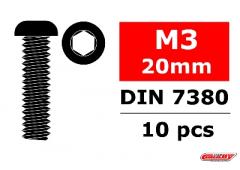 C-3003-30-20 Staal schroeven M3 x 20mm - Laagbolkop binnenzeskant - 10 st