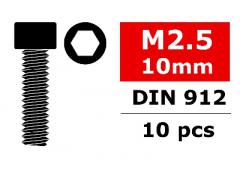 C-30032 Team Corally - Staal schroeven M2.5 x 10mm - Cilinderkop binnenzeskant - 10 st