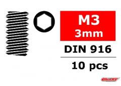 C-3004-30-03 Staal stelschroeven M3 x 3mm - Binnenzeskant - 10 st