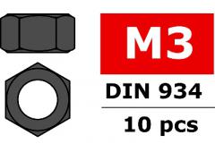 Staal zeskantmoer M3 - Zwart - 10 st