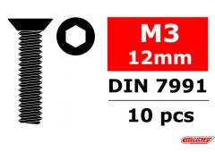 Team Corally C-3002-30-12 Team Corally - Steel Screws M3 x 12mm - Hex Flat Head - 10 pcs Team Corally C-3002-30-12 Team Corally - Steel Screws M3 x 12mm - Hex Flat Head - 10 pcs