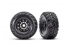 Tires & wheels, assembled, glued, left (1), right (1) (black wheels, Maxx Slash