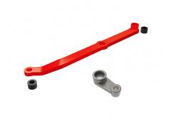 Traxxas TRX9748-RED Stuurstang, 6061-T6 aluminium (rood geanodiseerd)/ servohoorn, metaal/ afstandho