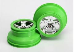 Traxxas TRX5866 Wielen, SCT, chroom, groene beadlock stijl