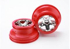 Traxxas TRX5870 Wielen, SCT chroom, rood beadlock stijl