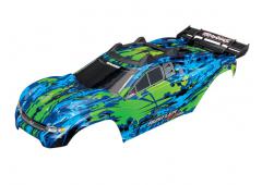 Traxxas TRX6717G Body, Rustler 4X4 VXL, groen / venster, grill, lichten decals (geassembleerd met vo