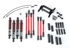 Traxxas TRX8140R Long Arm Lift Kit, TRX-4, compleet (inclusief rood gepoedercoat schakels, rood gean