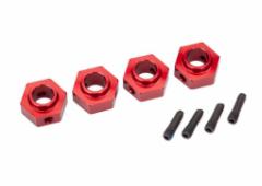 Traxxas TRX8269R Wielnaven, 12 mm zeskant, 6061-T6 aluminium (rood geanodiseerd) (4) / schroefpen (4