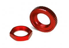 Traxxas TRX8345R Servo saver moeren, aluminium, rood-geanodiseerd (hex (1), gekarteld (1))