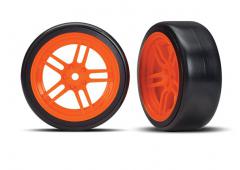 Traxxas TRX8376A Drift Banden op Velgen gelijmd Split-Spoke Velgen oranje voor