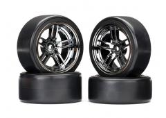 Traxxas TRX8378 Drift Banden op Split-Spoke Velgen zwart chrome gelijmd