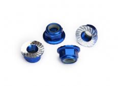 Traxxas TRX8447X Moeren, 5mm, vergrendeling met flens nylon (aluminium, blauw geeloxeerd, gekarteld)