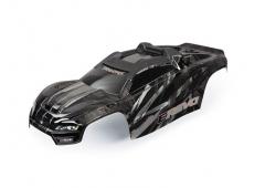 Traxxas TRX8611R Body, E-Revo, zwart / raam, grille, sticker met lichtplaat (gemonteerd met voorste 