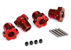 Traxxas TRX8654R Wielnaven, spievertanding, 17 mm (rood geanodiseerd) (4) / 4x5 GS (4), 3x14 mm pen