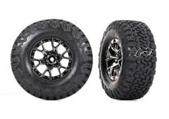 Traxxas TRX10187-BLKCR Banden en velgen, gemonteerd, gelijmd (Ford Raptor R zwart verchroomde wielen