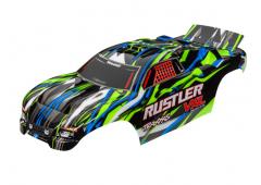 Traxxas TRX3726G Body, Rustler VXL, groen (geverfd, emblemen aangebracht)