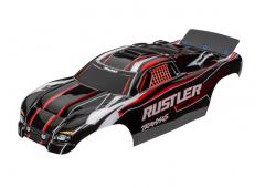 Traxxas TRX3750 Body, Rustler (past ook op Rustler VXL), rood en zwart (geverfd, emblemen aangebrach