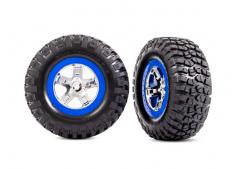 Traxxas TRX5867A Banden en wielen, gemonteerd, gelijmd (SCT-chroom, blauwe beadlock-stijl wielen, BF