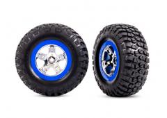 Traxxas TRX5869A Banden en wielen, gemonteerd, gelijmd (SCT-chroom, blauwe beadlock-stijl wielen, BF