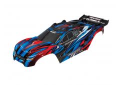 Traxxas TRX6717A Body, Rustler 4X4 VXL, blauw / venster, grill, lichten decals (geassembleerd met vo