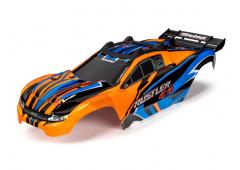 Traxxas TRX6734T Body, Rustler 4X4, oranje en blauw / raam, grille, stickervel met verlichting (gemo