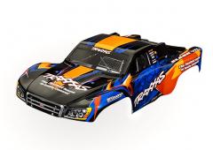 Traxxas TRX6812T Body, Slash VXL 2WD (past ook op Slash 4X4), oranje en blauw (geverfd, emblemen aan