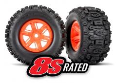 Traxxas TRX7774T Sledgehammer band op velg oranje l/r (2) TRAXXAS X-Maxx