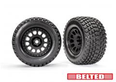 Traxxas TRX7862 Tires & wheels, assembled, glued (XRT Race black wheels, Gravix belted tires, dual p