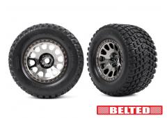 Traxxas TRX7862X Tires & wheels, assembled, glued (XRT Race black chrome wheels, Gravix belted tires