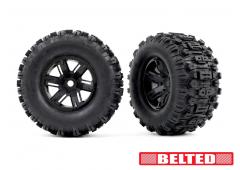 Traxxas TRX7871 Tires & wheels, assembled, glued (X-Maxx black wheels, Sledgehammer belted tires, du