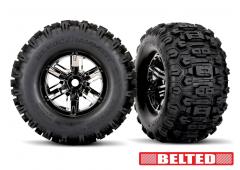Traxxas TRX7871X Tires & wheels, assembled, glued (X-Maxx black chrome wheels, Sledgehammer belted t