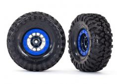 Traxxas TRX8182 Banden en wielen, gemonteerd, gelijmd (Method 105 1.9" zwart chroom, blauwe velgen i
