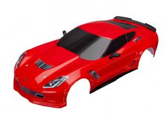 Traxxas TRX8386R Body Chevrolet Corvette Z06 rood met emblemen en hardware