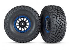 Traxxas TRX8474X Banden en wielen, gemonteerd, gelijmd (Method Racing-wielen, zwart met blauwe beadl