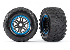 Traxxas TRX8972A Banden en wielen, geassembleerd, gelijmd (zwarte, blauwe beadlock-achtige wielen, M