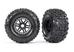 Traxxas TRX8973 Banden op Velg Zwart (Dubbel Profiel 2.8 / 3.6) Sledgehammer Traxxas Maxx