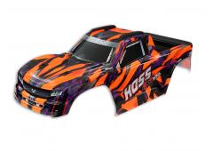 Traxxas TRX9011A Body, Hoss 4X4 VXL, oranje / raam, grille, lichten stickervel (gemonteerd met voo