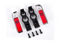 Traxxas TRX9119 Achterlichtbehuizing, chroom (2) / lens (2) / houders (links & rechts) / 2,6x8 BCS (