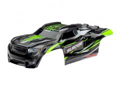 Traxxas TRX9511G Body, sledge, groen / raam, grille, stickervel voor lichten (gemonteerd met bodyste