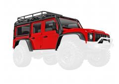 Traxxas TRX9712-RED Body, Land Rover Defender, compleet, rood (inclusief grille, zijspiegels, deurgr