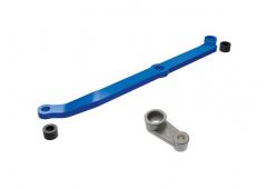 Traxxas TRX9748-BLUE Stuurstang, 6061-T6 aluminium (blauw-geanodiseerd)/ servohoorn, metaal/ afstand