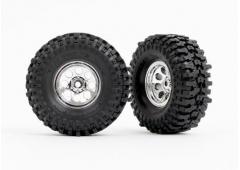 Traxxas TRX9873 BANDEN EN WIELEN, GEMONTEERD (CHROOM 1,0' WIELEN, MICKEY THOMPSON BAJA PRO XS 2,4X1,