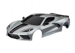 Traxxas TRX9311T Body, Chevrolet Corvette Stingray, compleet (zilver) (gelakt, stickers aangebracht)